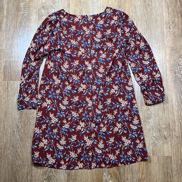 Madewell EUC Floral Dress Button-Back Lined Long Sleeve V-Neck Women's Small S - Picture 7 of 12